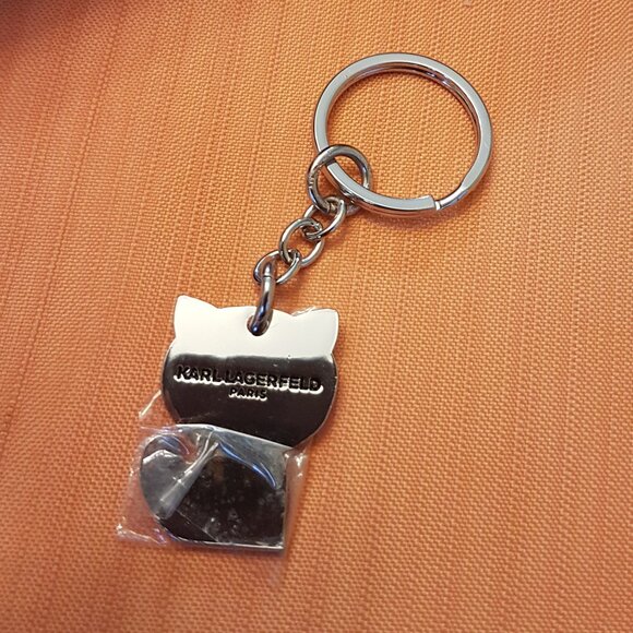 Karl Lagerfeld silver and white color Cat Keychain - Picture 2 of 5